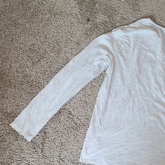 Light Gray Long Sleeve Henley Shirt Roll Up Sleeves - Picture 10 of 14